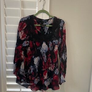 Melissa Paige Red and Blue Floral Blouse